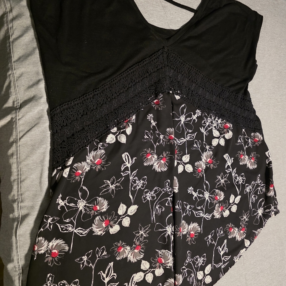 Torrid Black Floral Blouse